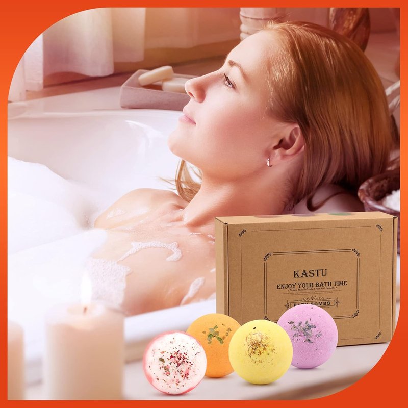 Bath Bombs Gift Set - 12 PCS Vanilla Menthol & Rose Extract | Moisturizing Fizzy Spa Relaxation