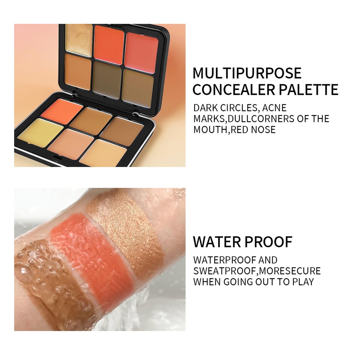JasCherry 12 Colors Blush Palette, Colour Correcting Concealer Foundation Palette, 10 Makeup Brush Set, Highlighter Bronzer Contour Concealer Cream Matte Long Lasting Brightening Face Cosmetics