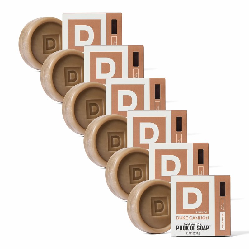 Duke Cannon Supply Co. Puck Soap Bundle – Men’s Hydrating Rounded Bar Soap with Masculine Scents for All Skin Types, Buck Moon, 5 oz (6 Pack)
