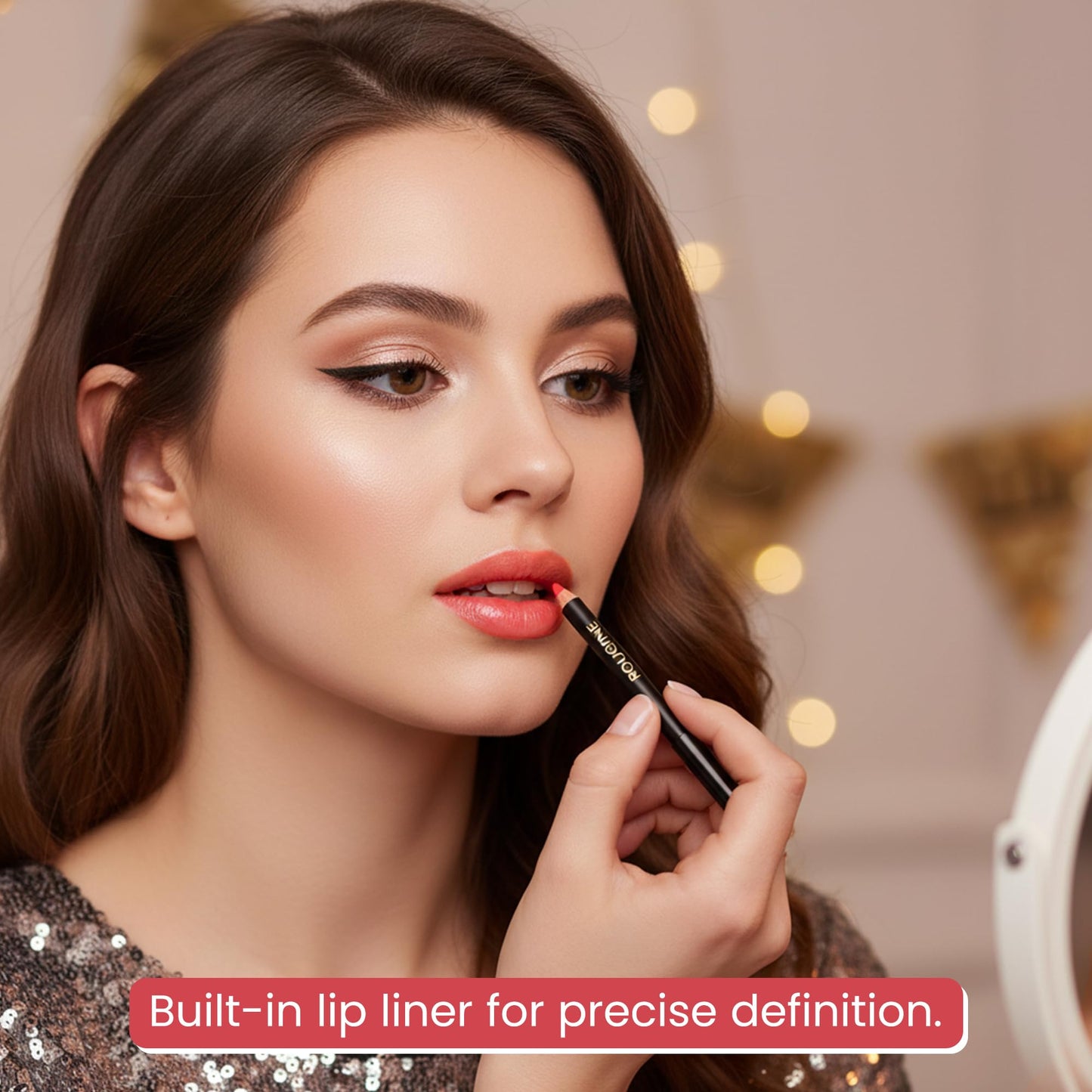 Rougine Matte Lipstick & Lip Liner Set for Women – Boujee Shade – Long-Lasting Waterproof 2-in-1 Lip Kit – Smudge-Proof Liquid Lipstick with Precision Liner, Enriched with Vitamin E & Shea Butter