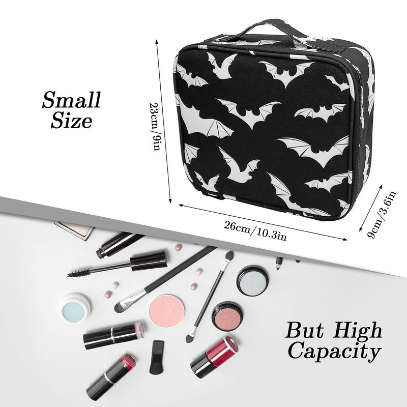 9CH Goth Travel Makeup Bag - Bats Cosmetic Bags Large Make up Organizer Portable Toiletry Bags Train Cases for Women Cosmetics