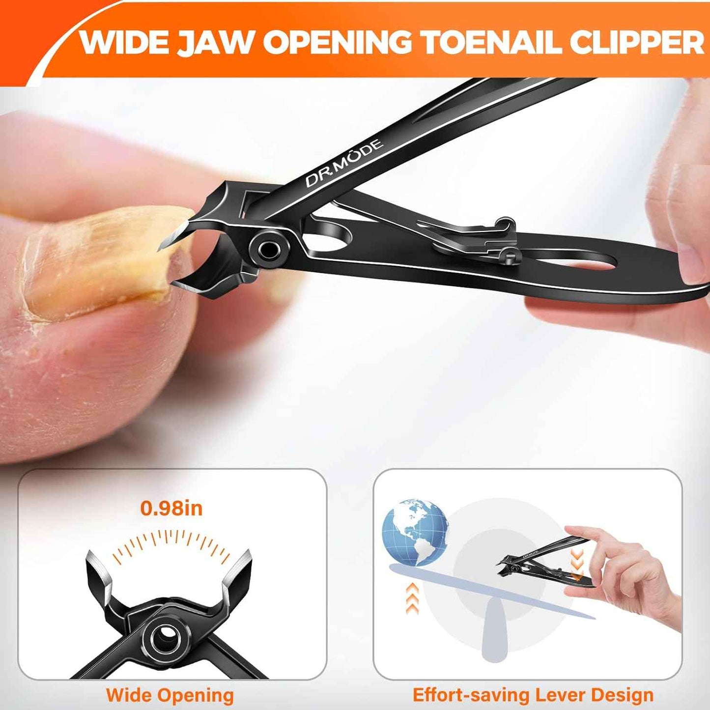 Large Slanted Toenail Clippers for Seniors | Thick & Ingrown Nails, 2024 Model