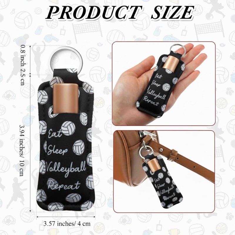 Lipstick Holder Keychain - 18 Pcs Bulk Lip Balm Gloss Holders for Women | Volleyball Design