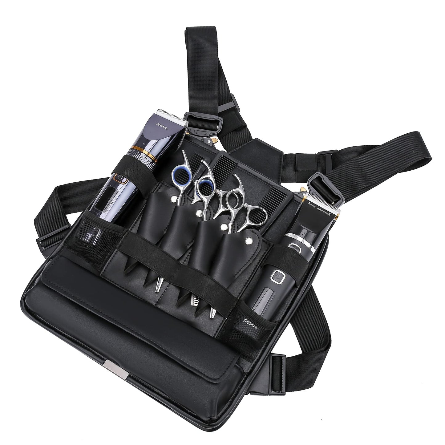 Muserise Leather Fashionable & Functional Chest Rig Bag for Barbers, Stylish Haircut Tools Storage Chest Bag for Barber (Olive)