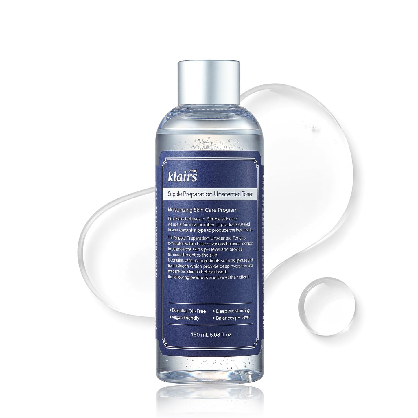 [KLAIRS] Supple Preparation Unscented Toner 6.08 fl oz, Hydrating, Fast Absorbing, Non-Irritating, Fragrance-free, K-beauty Routine