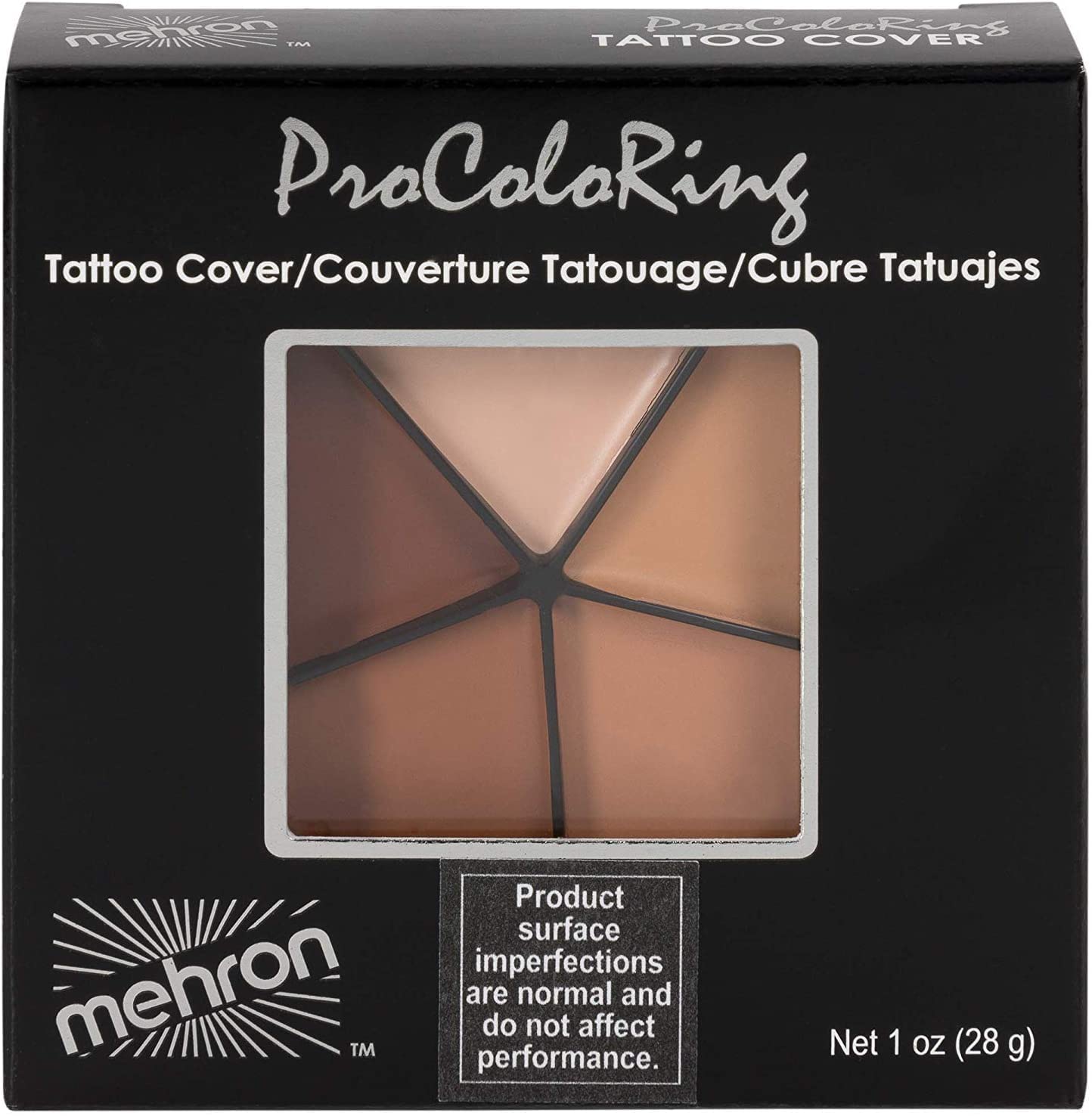 Mehron Makeup Tattoo Cover ProColoRing | 5 Color Wheel Pro Color Ring | Tattoo Cover Up Makeup | Concealer | Made in the USA