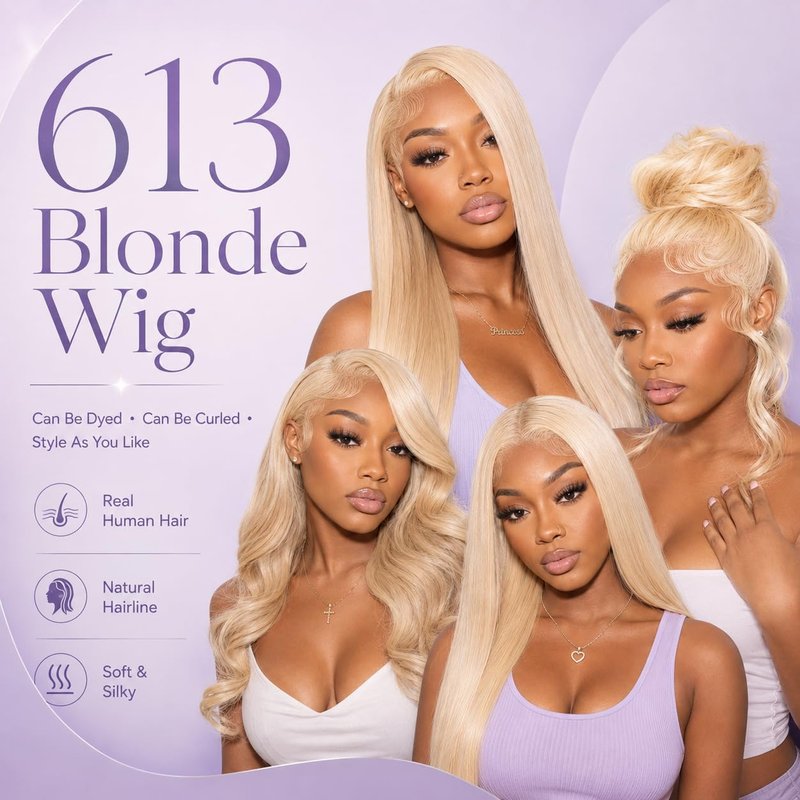 613 Blonde Frontal Human Hair - 13x4 Straight HD Lace, Pre-Plucked Natural Hairline | 14 Inch, Ear-to-Ear