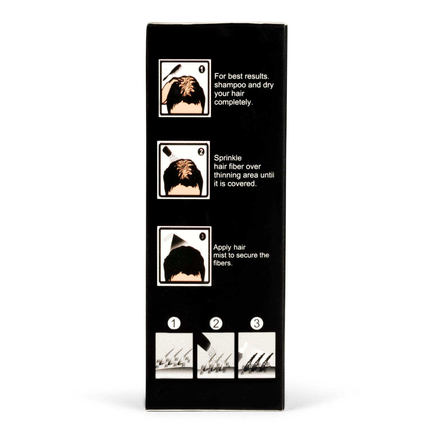 Folliflo Hair Fibers for Thinning Hair Concealment – Instant Fiber Spray & Filler Powder for Fuller-Looking Hair (Black)