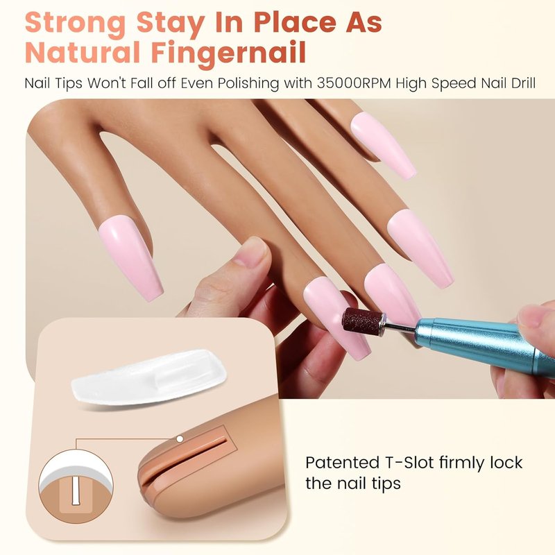 Acrylic Nail Practice Hand - Flexible Mannequin for Beginners | Secure Nail Tips & Realistic Design