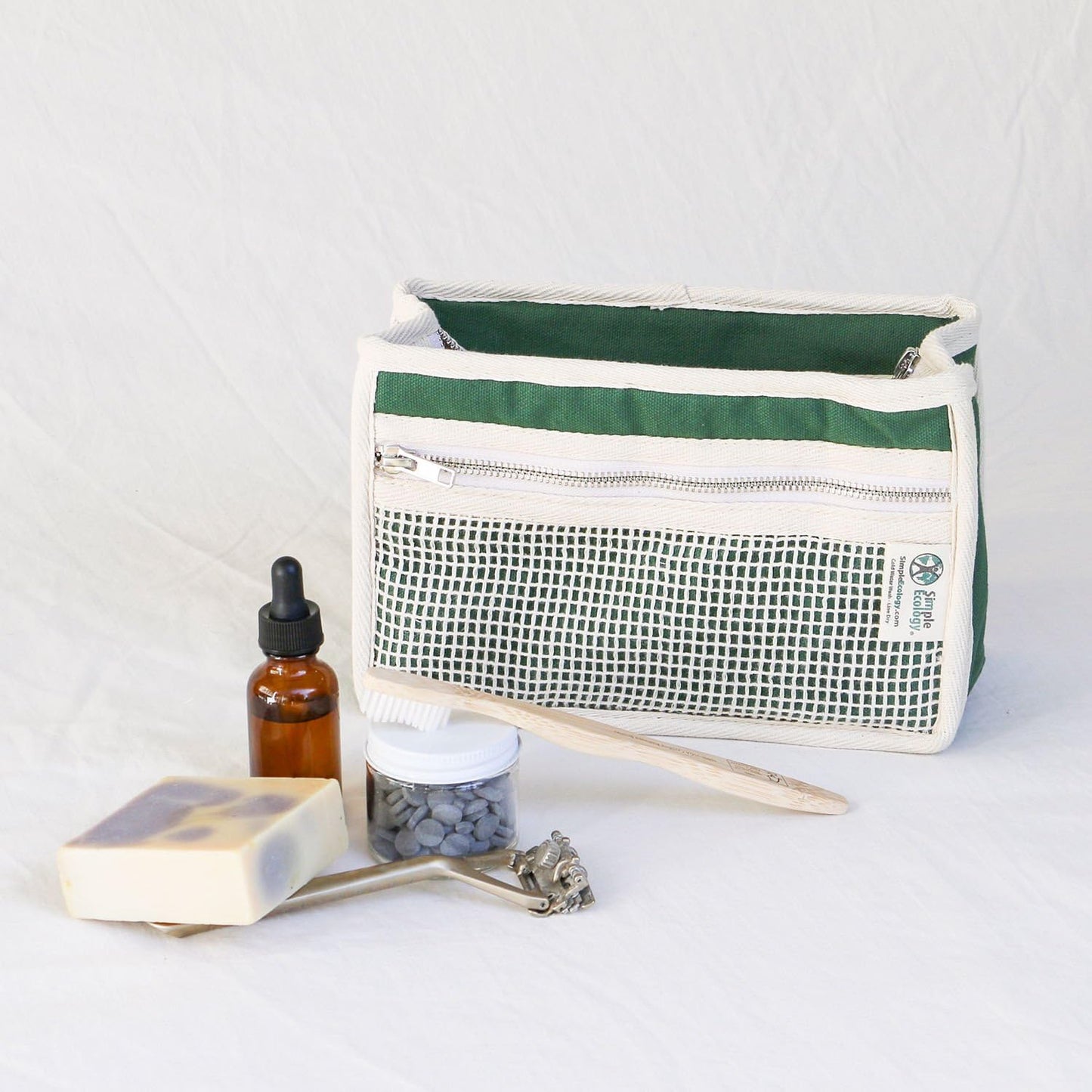 Simple Ecology Organic Cotton Canvas Padded Toiletry, Cosmetic, Travel Bag - Natural