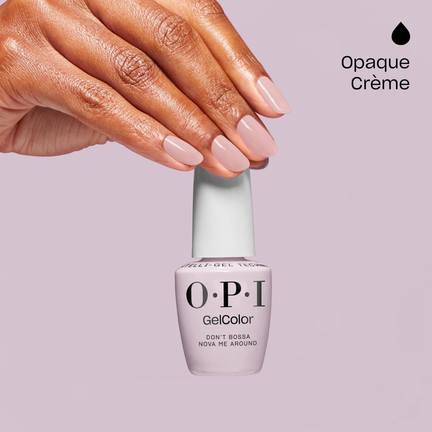 OPI GelColor Don't Bossa Nova Me Around | Opaque Cool Neutral Purple-Gray Crème LED Cure Gel Nail Polish | Salon-Quality Shine, Long-Lasting Wear | Vegan & HEMA Free | 0.5 Fl Oz