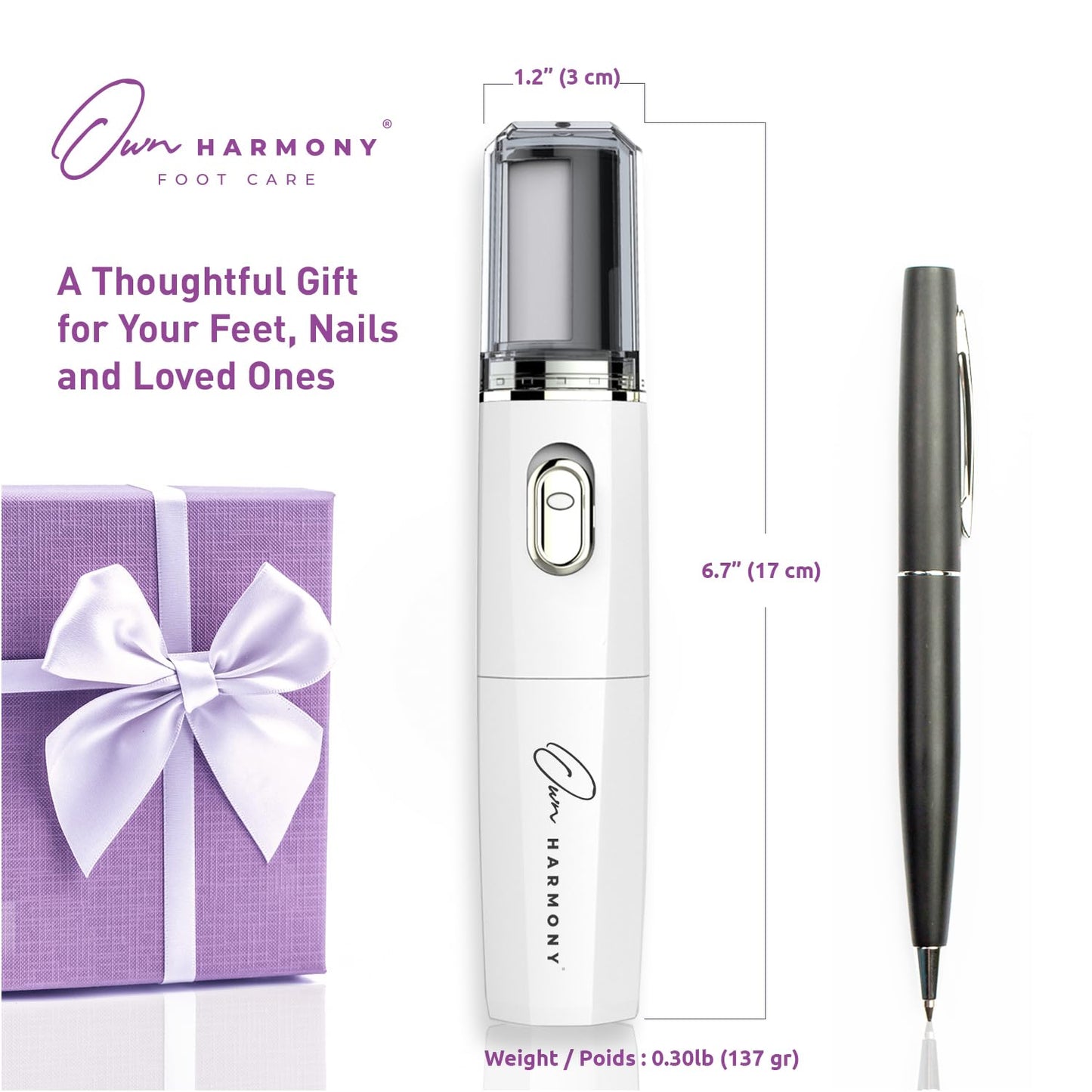 Own Harmony Electric Nail Buffer and Shine Kit for Natural Nails: Manicure Pedicure Tools with Callus Remover Foot Care, Best Electronic Mani Pedi Polisher Set to Buff, Polish, File Thick Toenails