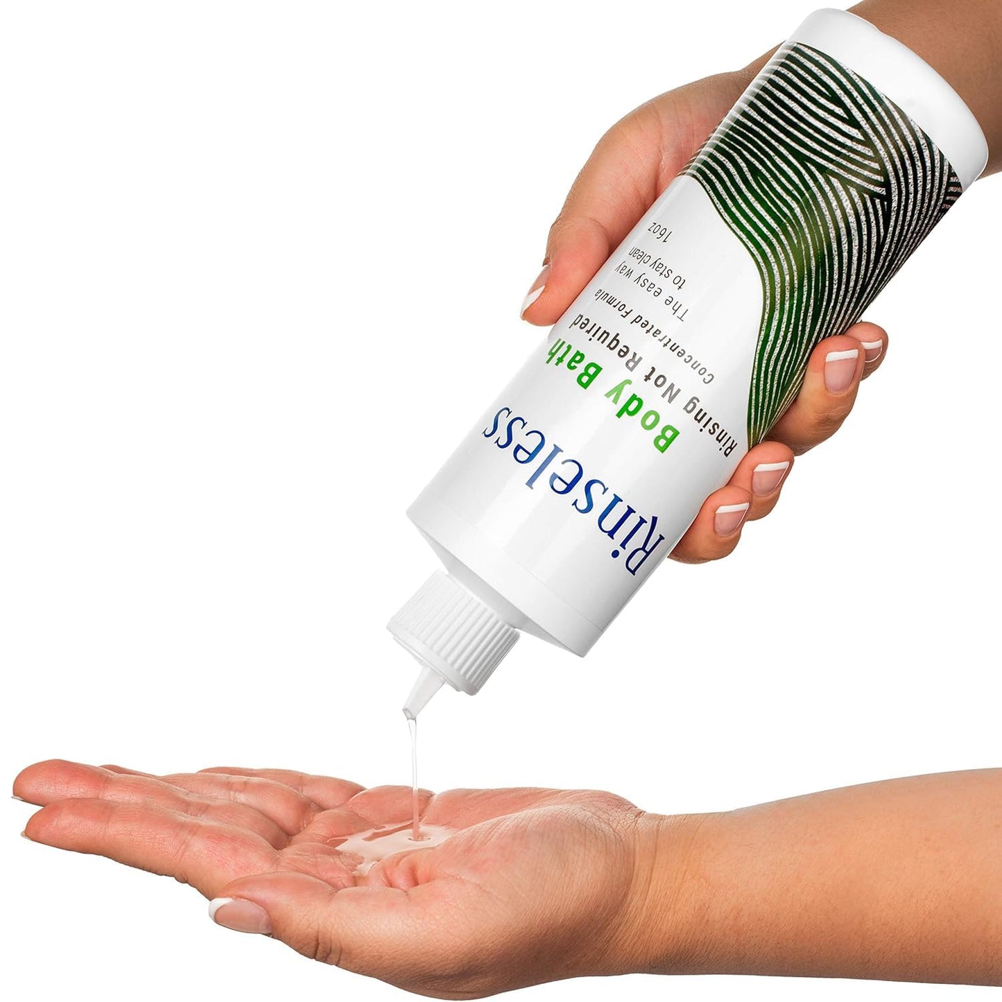 RINSELESS Waterless Body Bath Wash 16 Oz (Pack of 2) | No Water Rinse Needed Concentrated Formula Makes 32 Sponge Baths