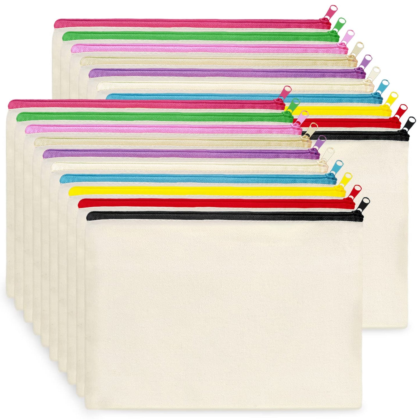Koolmox Canvas Zipper Pouch, 40 Pack Bulk Cosmetic Bags Embroidery Bag Blank for Tie Dye, Marker, Circuit Projects, Christmas Gifts, Travel Bags for Pen Pencil Zipper Pouch.