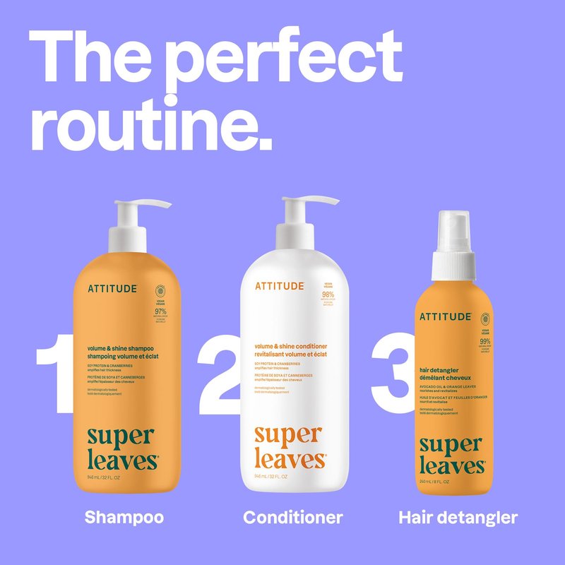 ATTITUDE Volume and Shine Hair Conditioner, For Thin Hair, Naturally Derived Ingredients, Vegan Detangler, Dermatologically Tested, Soy Protein & Cranberries, 32 Fl Oz