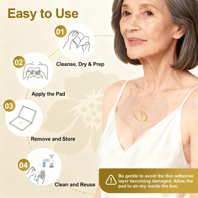 Luxe Sens Chest Wrinkle Patches 2 Pack, Reusable Silicone Pads for Wrinkles, Anti Wrinkle Patches for Skin Firming and Smoothing, Overnight Chest Wrinkles from Side Sleeping (30 Day Supply)
