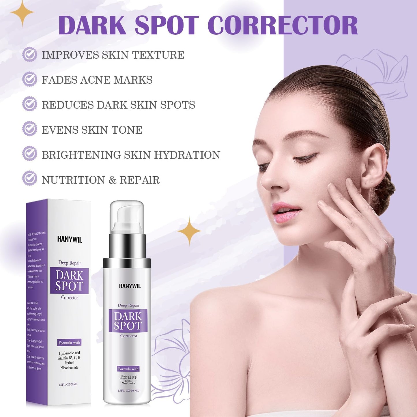 HANYWIL Dark Spot Remover for Face & Body Serum - 2% Retinol + 5% Niacinamide + Vitamin C for Face & Body, Melasma & Hyperpigmentation Treatment,Dermatologist Tested,1.7 Fl Oz