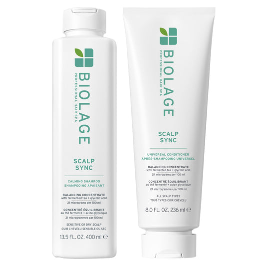 Biolage Scalp Sync Calming Shampoo and Universal Conditioner Set - Gently Cleanses Dry & Sensitive Scalps, Hydrates & Soothes, Fermented Tea Blend & Glycolic Acid, Vegan & Paraben-Free