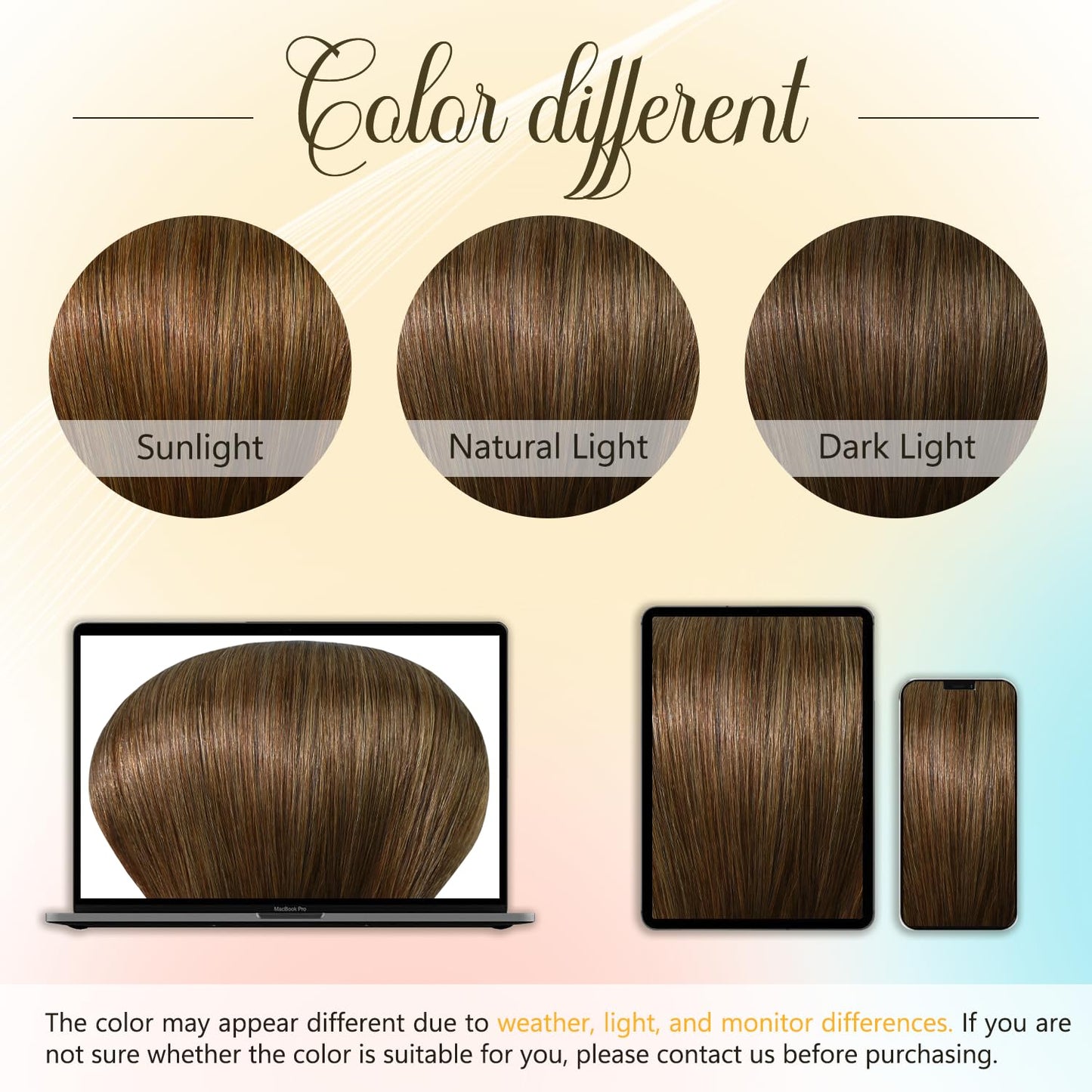 Newfeeling Light Brown Hair Extensions 15 Inch 75g Natural Straight 100% Real Human Hair #6 Chestnut Brown Hair Extensions