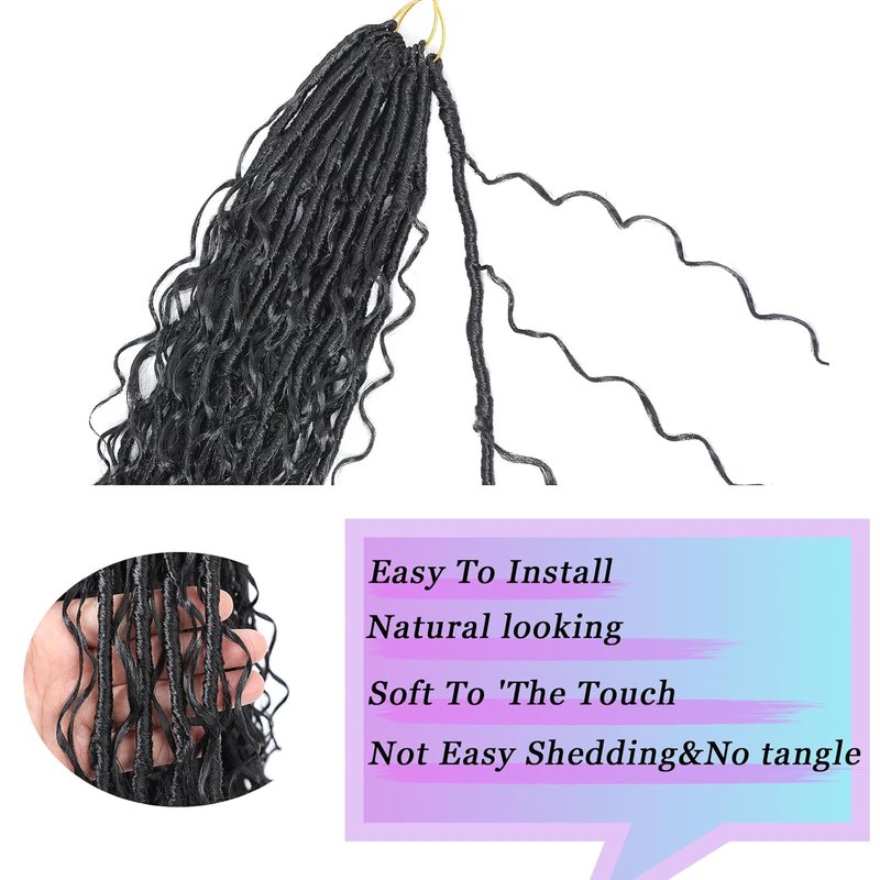 Goddess Locs Crochet Hair - 30 Inch Pre-Looped Bohemian Style with Curly Ends | Perfect for Black Women