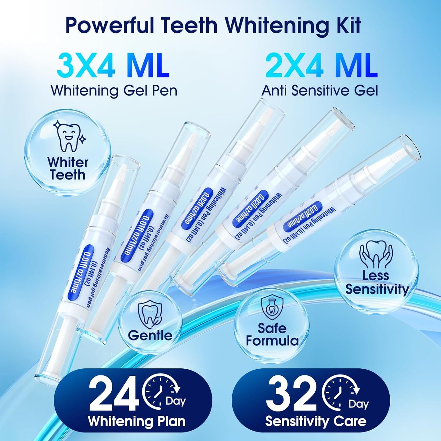 Teeth Whitening Kit with LED Light | 3 Gel Pens & 2 Desensitizing Pens | Safe for Sensitive Teeth, 0.68 Fl Oz (Cherry)