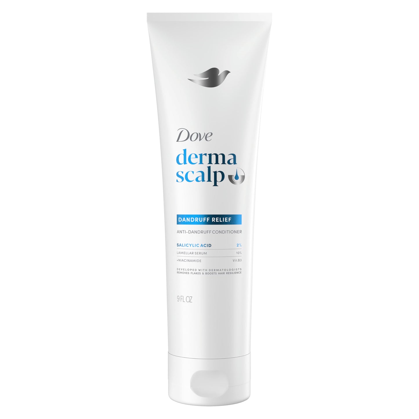 Dove Derma Scalp Dandruff Relief Conditioner 1 ct with Salicylic Acid, Lamellar Serum and Niacinamide for Removing Flakes & Boosting Hair Resilience 9 fl oz