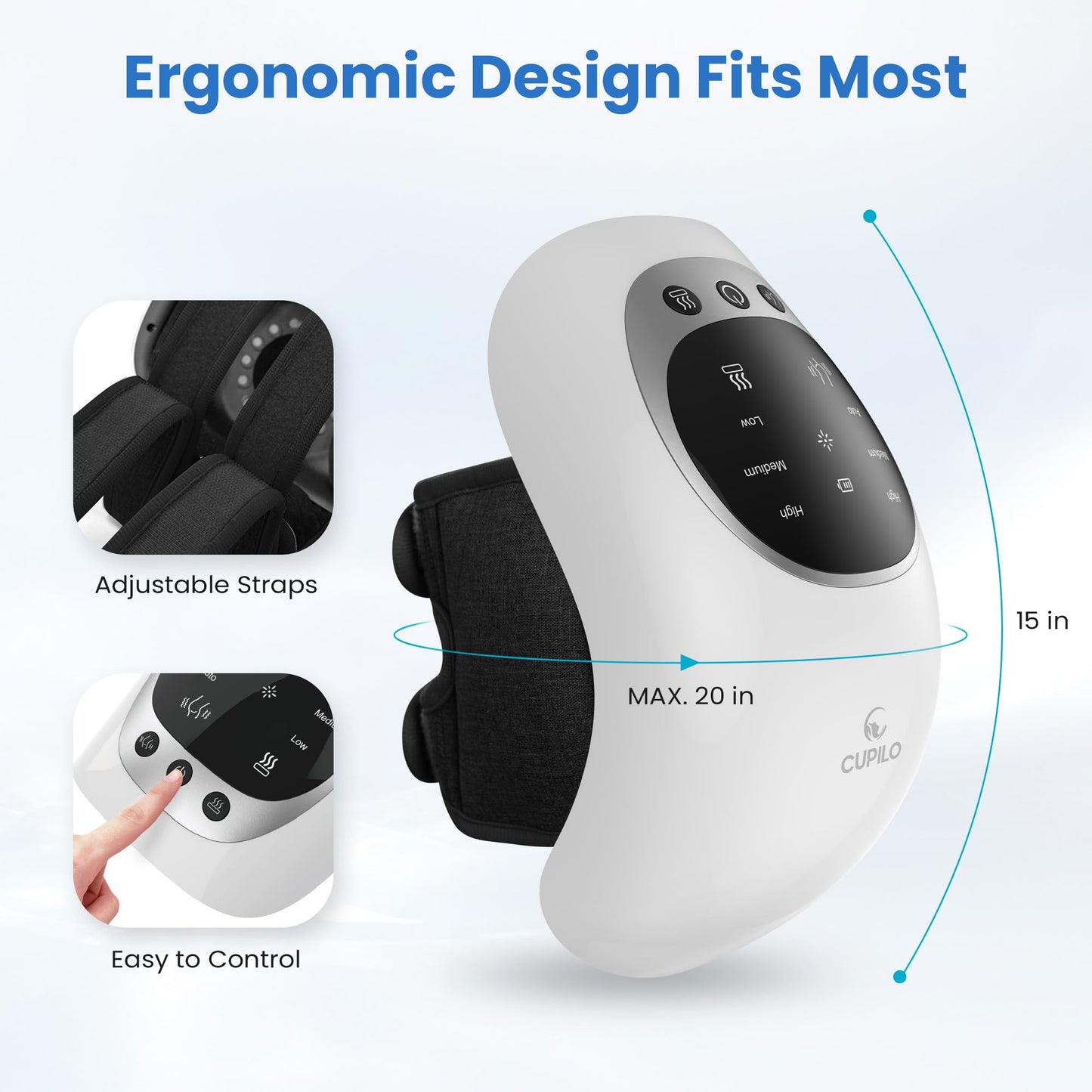CuPiLo FSA Eligible Knee Massager with Heat and Red Light for Pain Relief, HSA Eligible Cordless Knee Massager with Vibration for Comfort & Relaxation, Gift for Mom, Dad, Grandma & Grandpa, Seniors