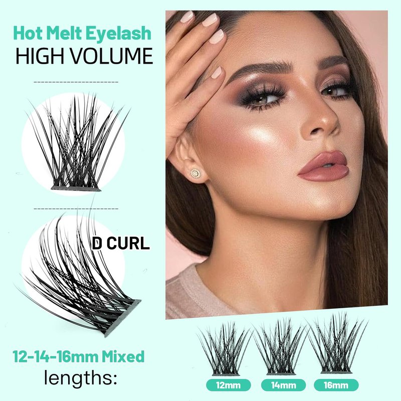 Bodermincer Eyelash Clusters - D Curl False Lashes in Mixed Lengths 10-12-14mm | Natural Look
