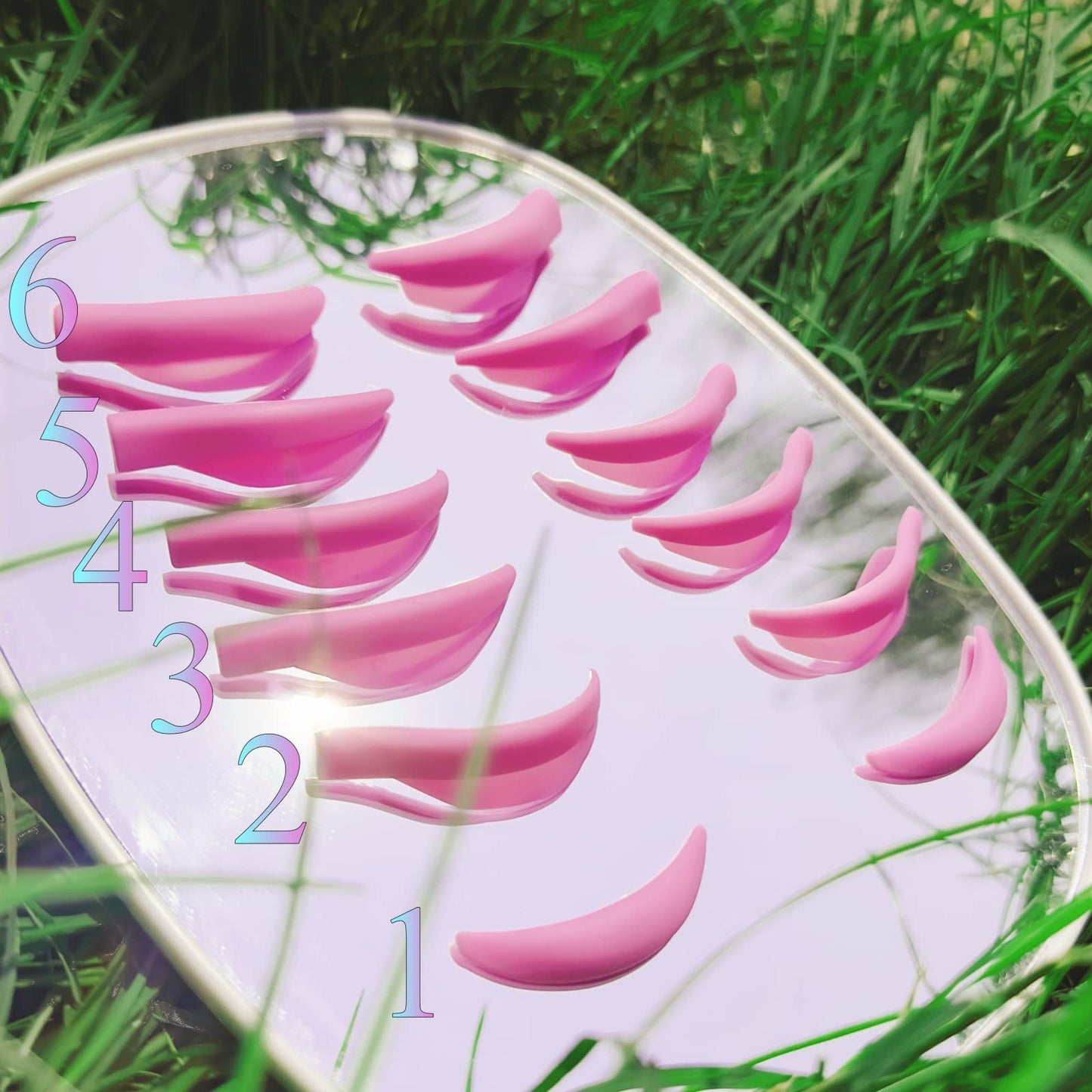 Lash Lift Pads Shield, DIY Eyelash Lift Pad, Perm Rods 6 Size Lifting Eyelashes Up Rapidly Super Curl Lami Lamination Roller Guards 6 Pairs Easily Stay on Eyes Well Soft Silicone(Mega L curling)