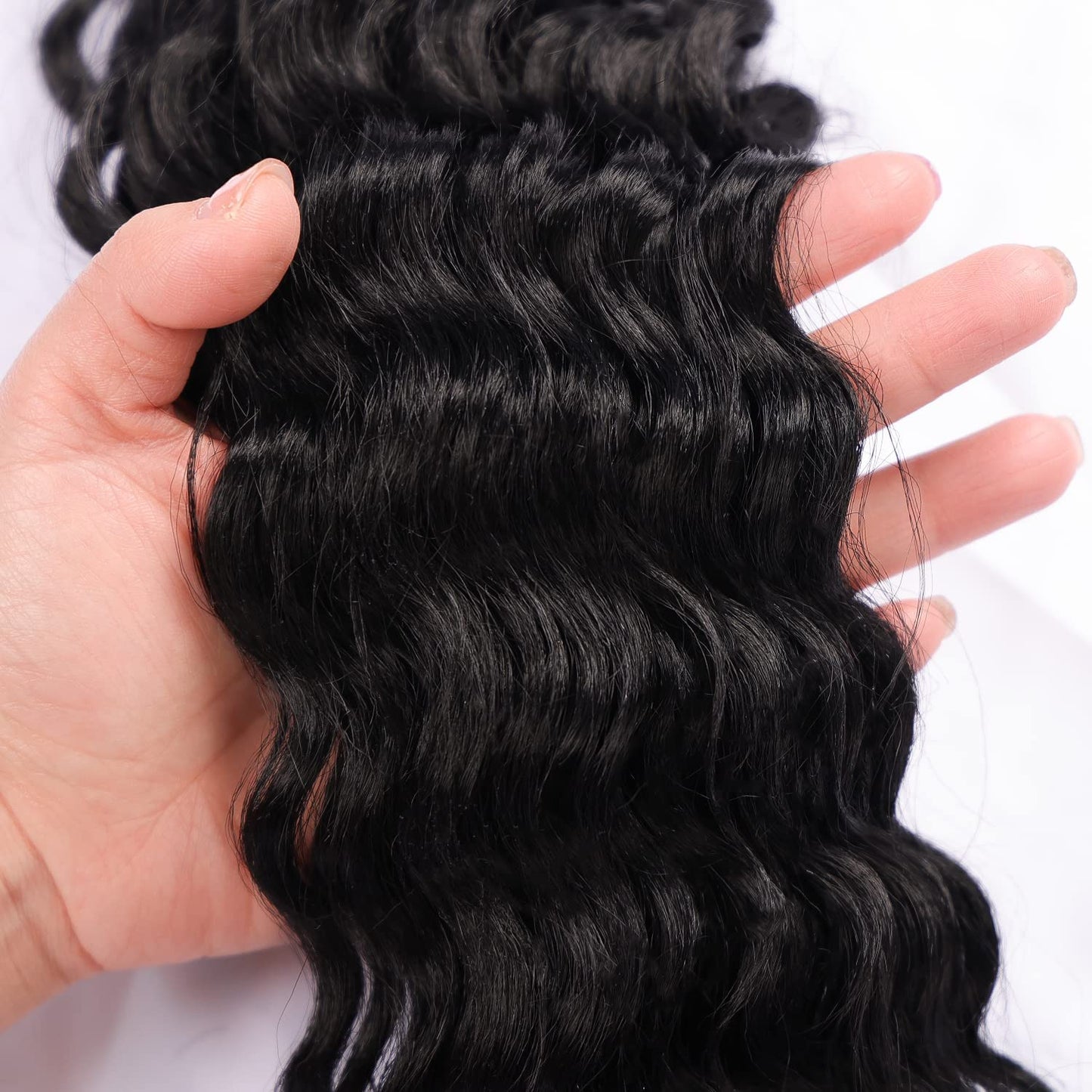 Ocean Wave Crochet Hair Extensions Deep Wave Crochet Hair for Women 22inch 6Packs Synthetic Crochet Hair Curly #1B Natural Black