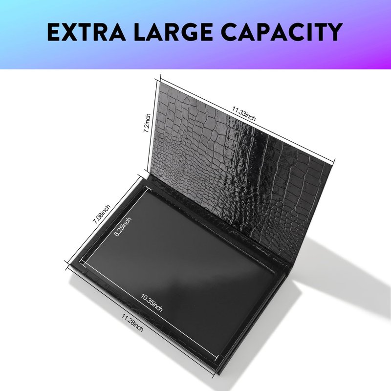 Large Empty Magnetic Makeup Palette with Foldable Stand (Holds 60 Standard Pans) – Professional PU Leather DIY Eyeshadow Organizer Case for Depotting & Travel (Black)