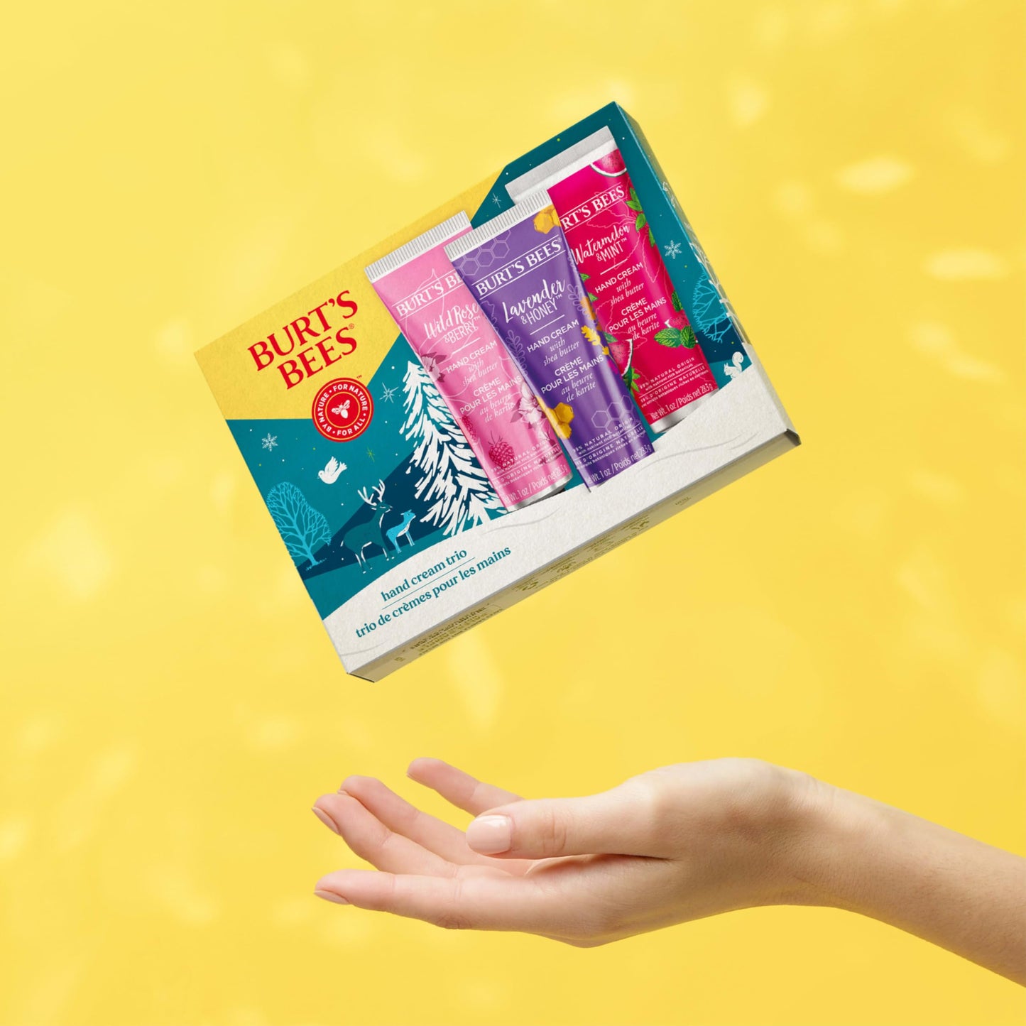 Burt's Bees 3 Body Skincare, Shea Butter Hand Cream Trio Set - Lavender Honey, Watermelon Mint & Wild Rose Berry (3-Pack)