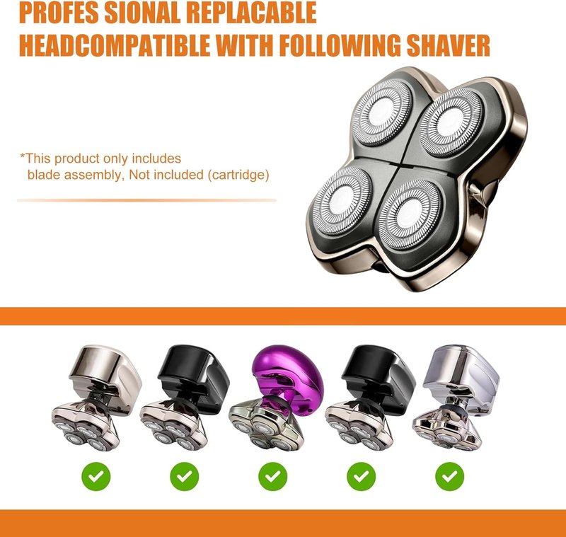 Replacement Blade Shaver PRO - 4 Head Compatible with Skull Pitbull & Butterfly Kiss | 2-Pack