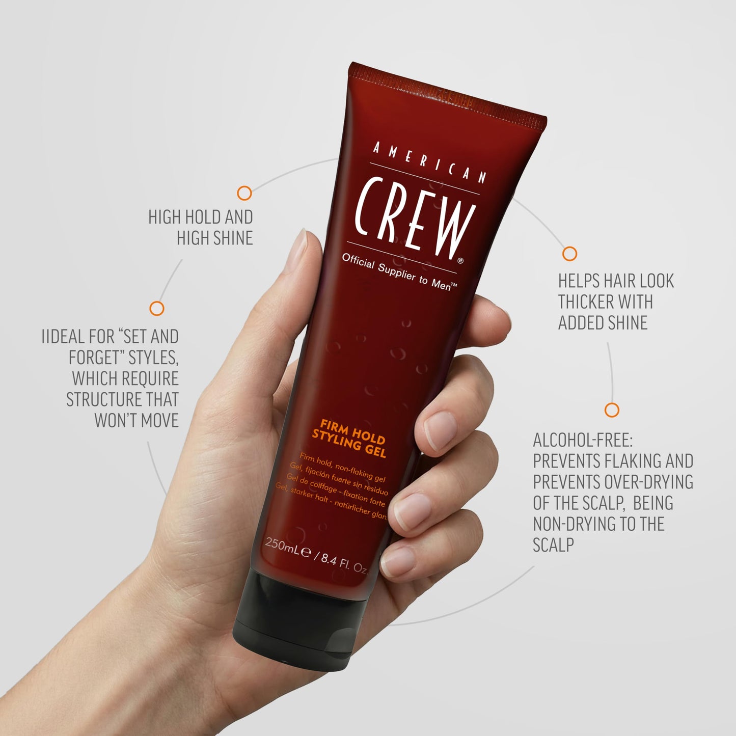 American Crew Men's Hair Styling Gel, Firm Hold, Non-Flaking, 3.3 fl oz