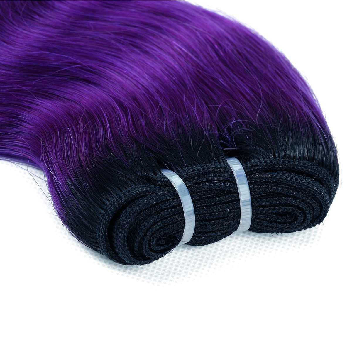 FASHION LINE 8" Human Hair Bundles Ombre Two Tone Brazilian Virgin Hair Extensions Body Wave 50g Bundles (8/8/8/8 Inch, 1b/purple)