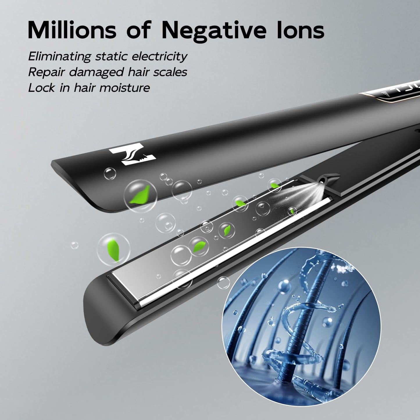 Nicebay Flat Iron Hair Straightener, 1 Inch Titanium Hair Straightener & Curler, Fast Heating,5 Temp Settings, Negative Ion Technology,Travel-Friendly, Smooth Salon Design