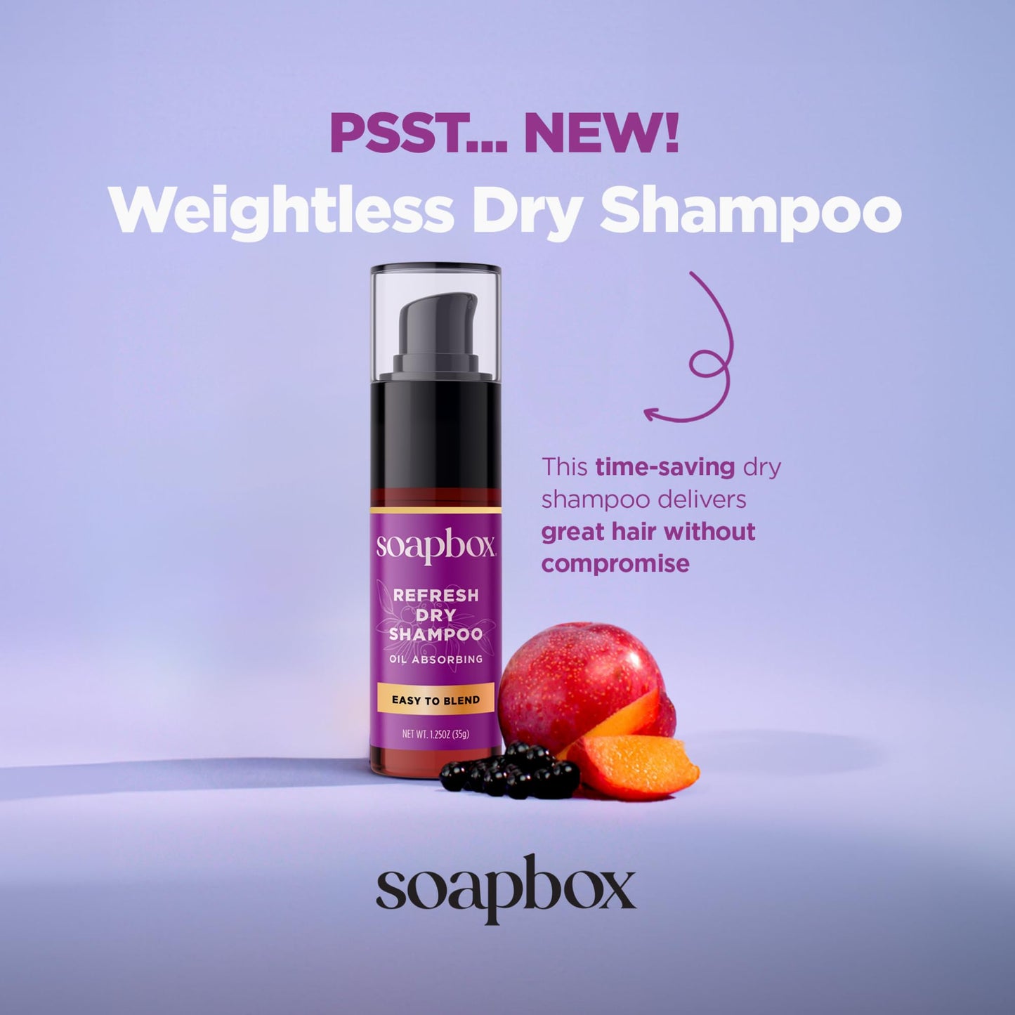 Soapbox Refresh Dry Shampoo Powder, Absorbs Oil & Volumizes Hair - Non Aerosol Dry Shampoo Hair Powder with Biotin - Clean Ingredients Free of Harsh Chemicals, Sulfates, Parabens & Silicones - 1.25oz