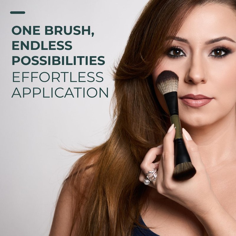 Dual-Ended Foundation Brush - Professional Makeup Brush for Cream, Liquid & Powder | Vegan & Cruelty-Free Fibers