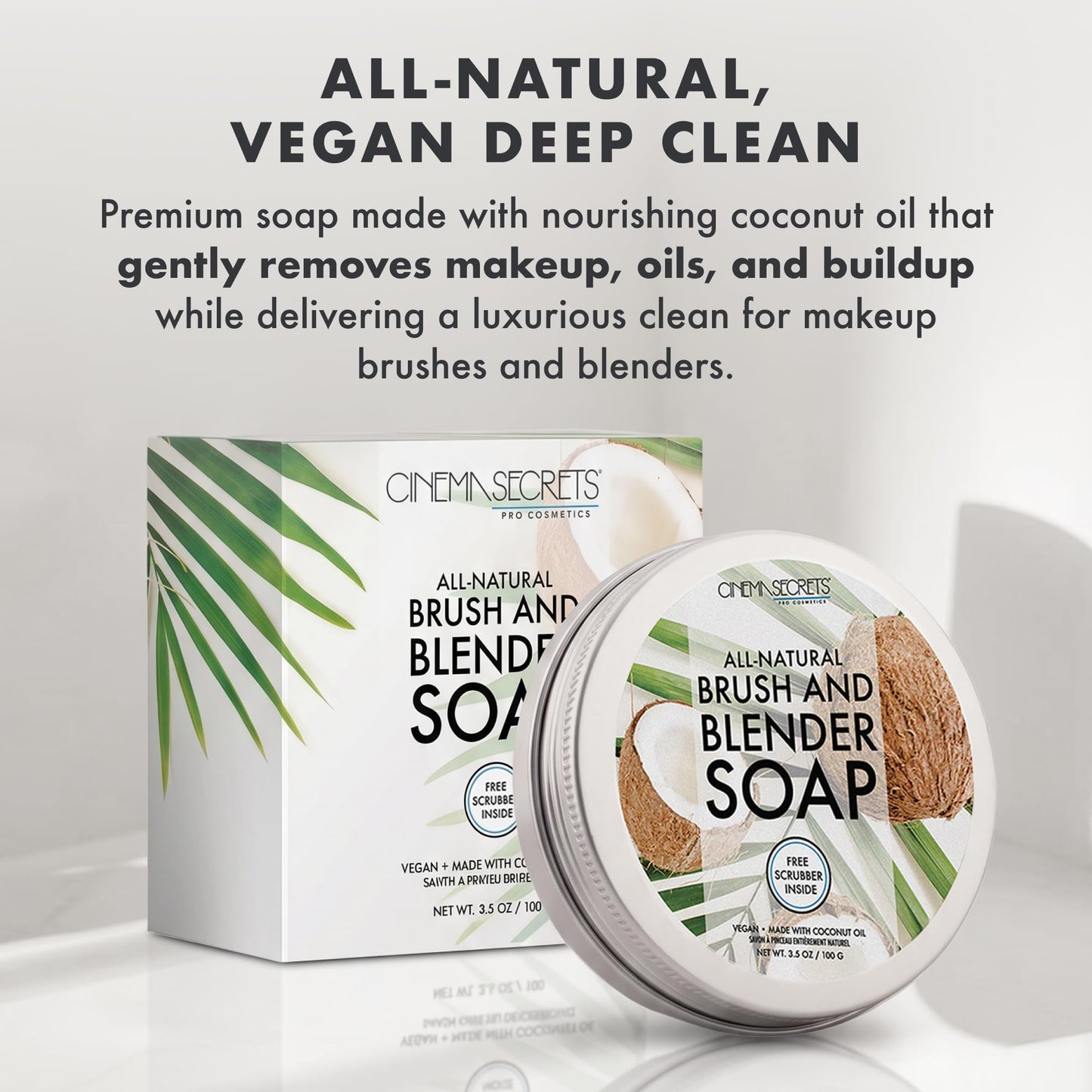Cinema Secrets Vegan Makeup Brush Cleaner - Sponge & Makeup Brush Shampoo for Deep Cleansing - Removes Build-Up & Stains - Gentle & Cruelty-Free Beauty Tools Accessories