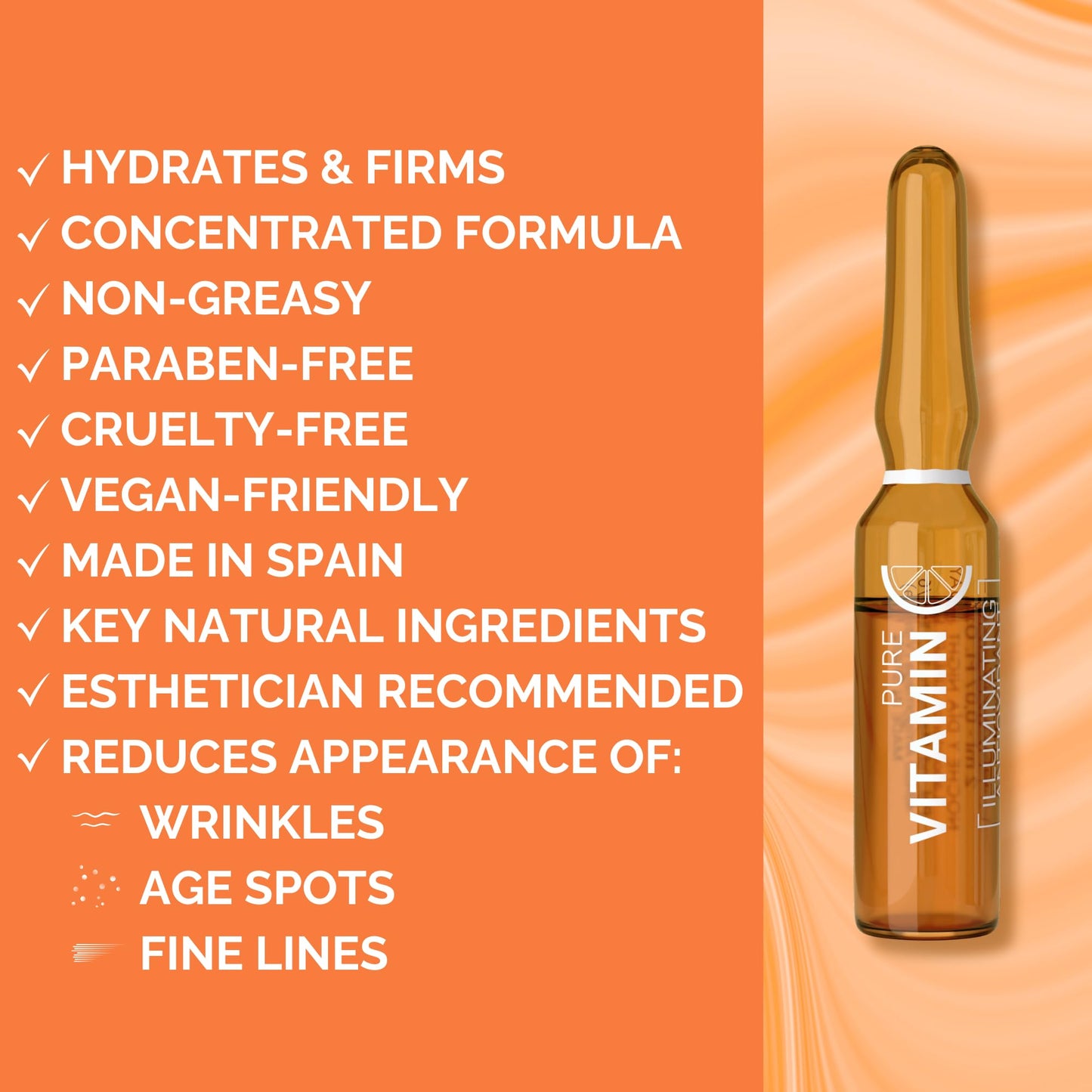Noche Y Dia Vitamin C Ampoule Oil - Anti Aging Face Moisturizer Serum with Ascorbic Acid - Hydrate and Firm Skin - Boost Collagen - 12 x 2mL (.07 fl oz)