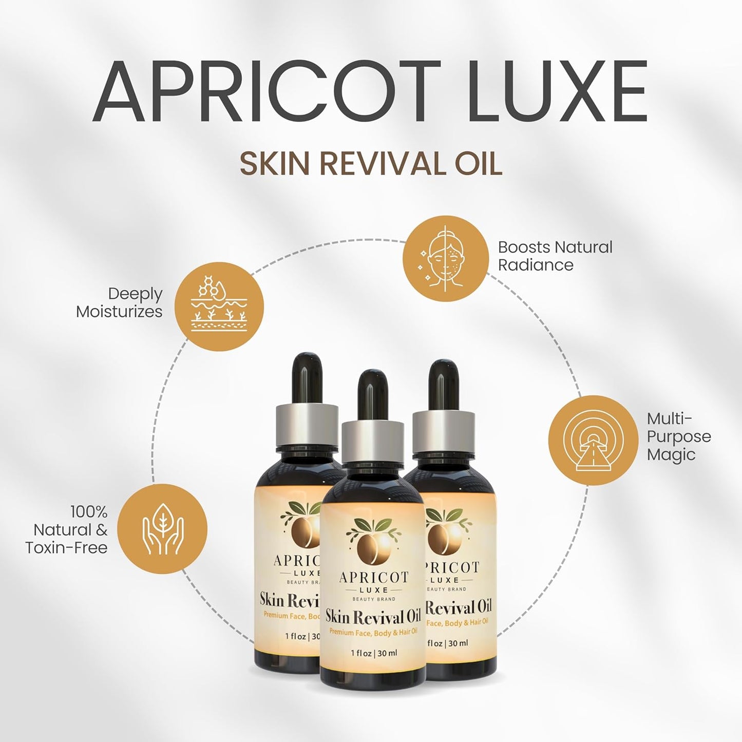 Luxe Skin Revival Organic Apricot Kernel Oil - 100% Pure Cold Pressed for Healthy Skin