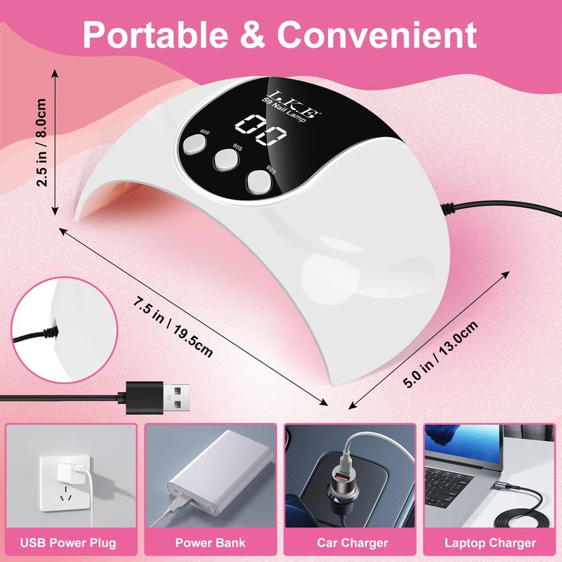 LKE UV Light for Gel Nails,54W UV LED Nail Lamp with 18 Beads 3 Timer Setting & Auto Sensor Nail Dryer for Gel Polish Polygel Fast Curing Manicure Professional Nail Dryer Home Salon Nail Tools