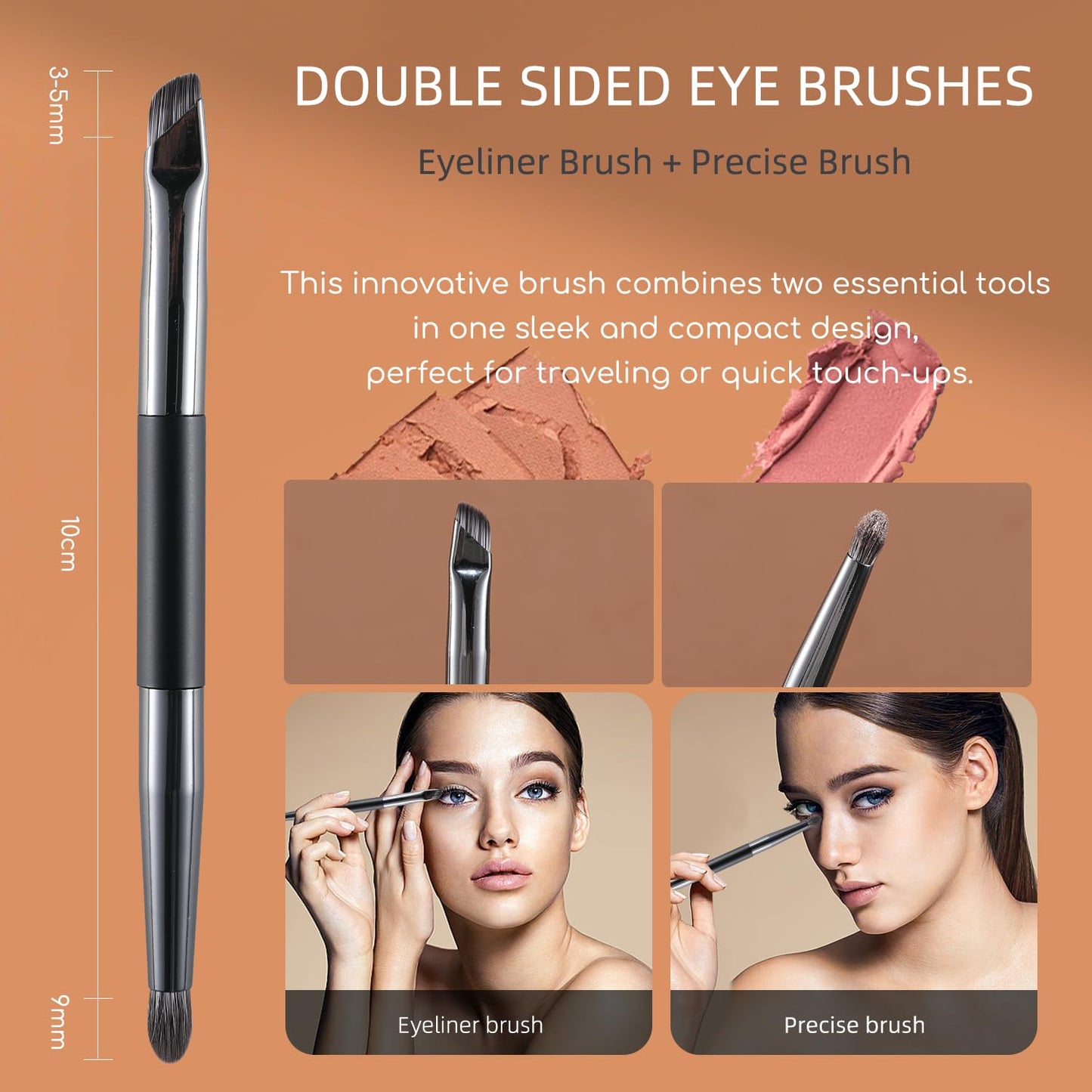 ENERGY Eyeshadow Brush Set 11PCS Professional Makeup Brushes for Eye Shadow Brows Smudge Concealer Eyeliner Eyelash Highlighter Blending Vegan Synthetic Face Make Up Kit with Travel Case Black