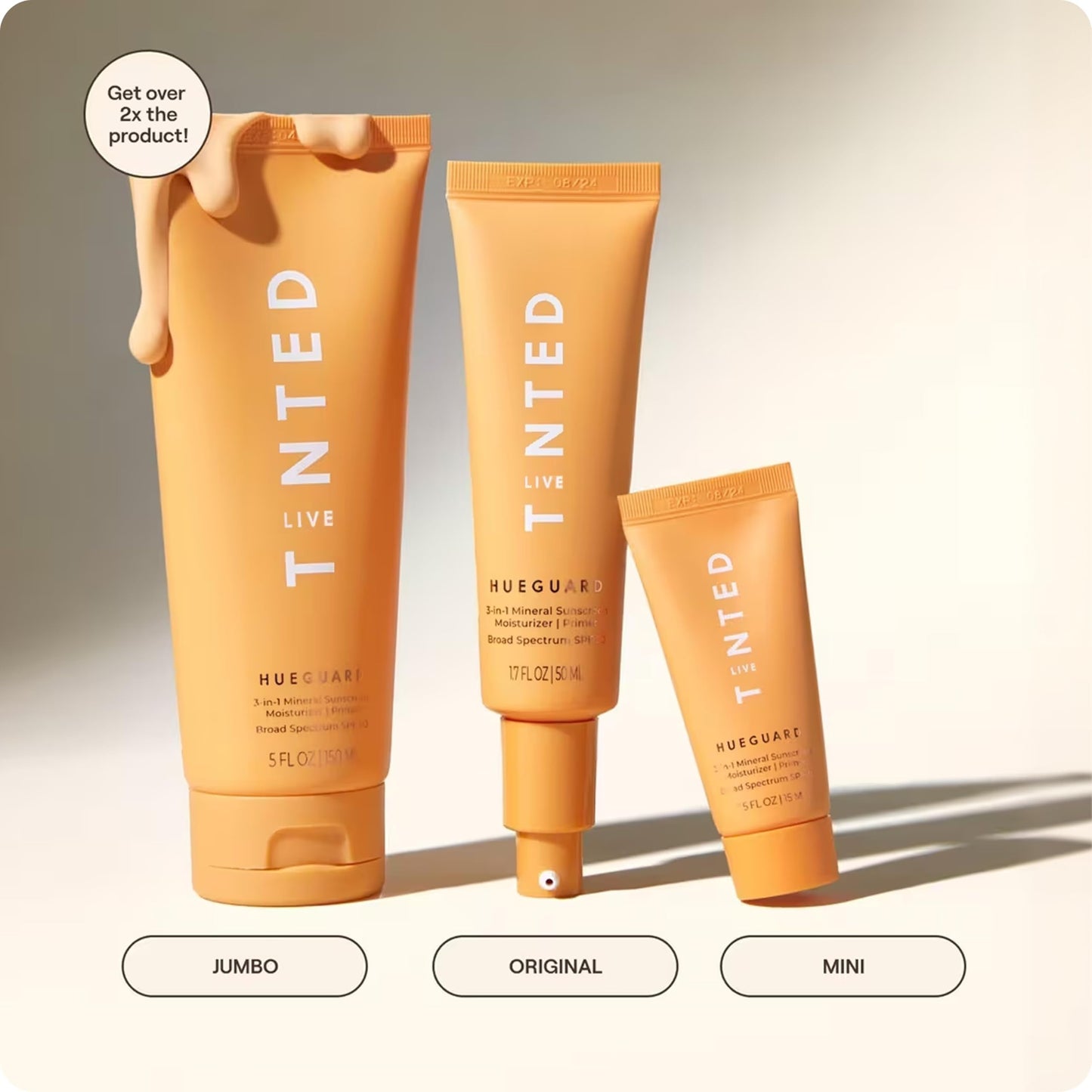 Live Tinted Hueguard® 3-in-1 Mineral Sunscreen, Moisturizer, & Primer for Face and Body - Hydrate and Protect the Skin Year Round - SPF 30, 1.7 Fl Oz