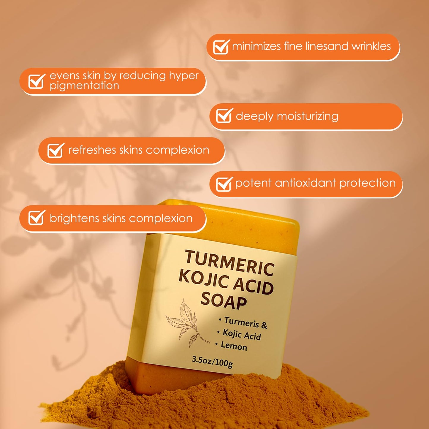 Turmeric Soap for Dark Spots - Intimate Brightening Soap, Gentle Cleansing Bar with Turmeric, Kojic Acid & Lemon, Supports Clear, Smooth Skin & Lightens Dark Spots For Daily Use on Face & Body, 200g