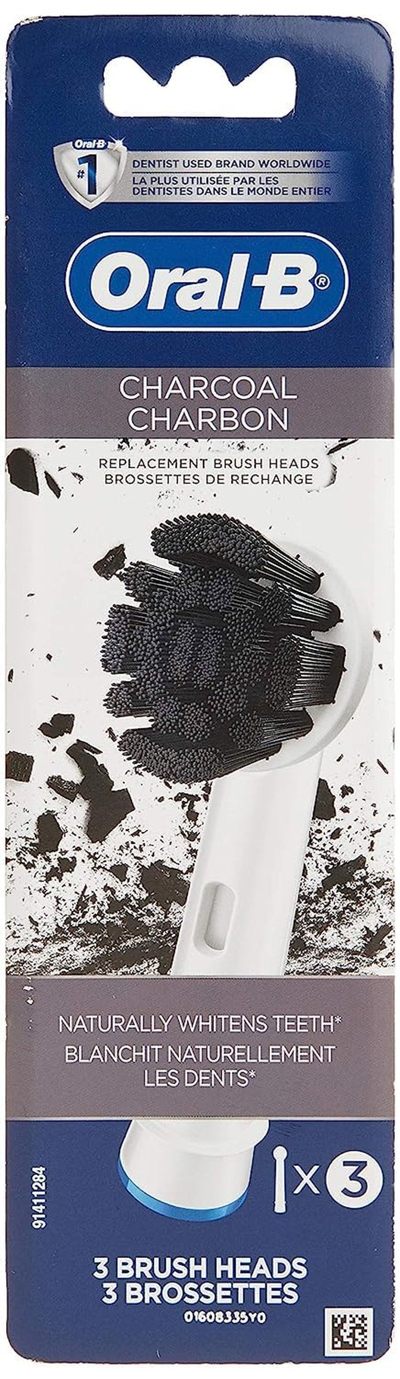 Oral-B Charcoal Electric Toothbrush Replacement Heads - 3 Pack for Deep Cleaning