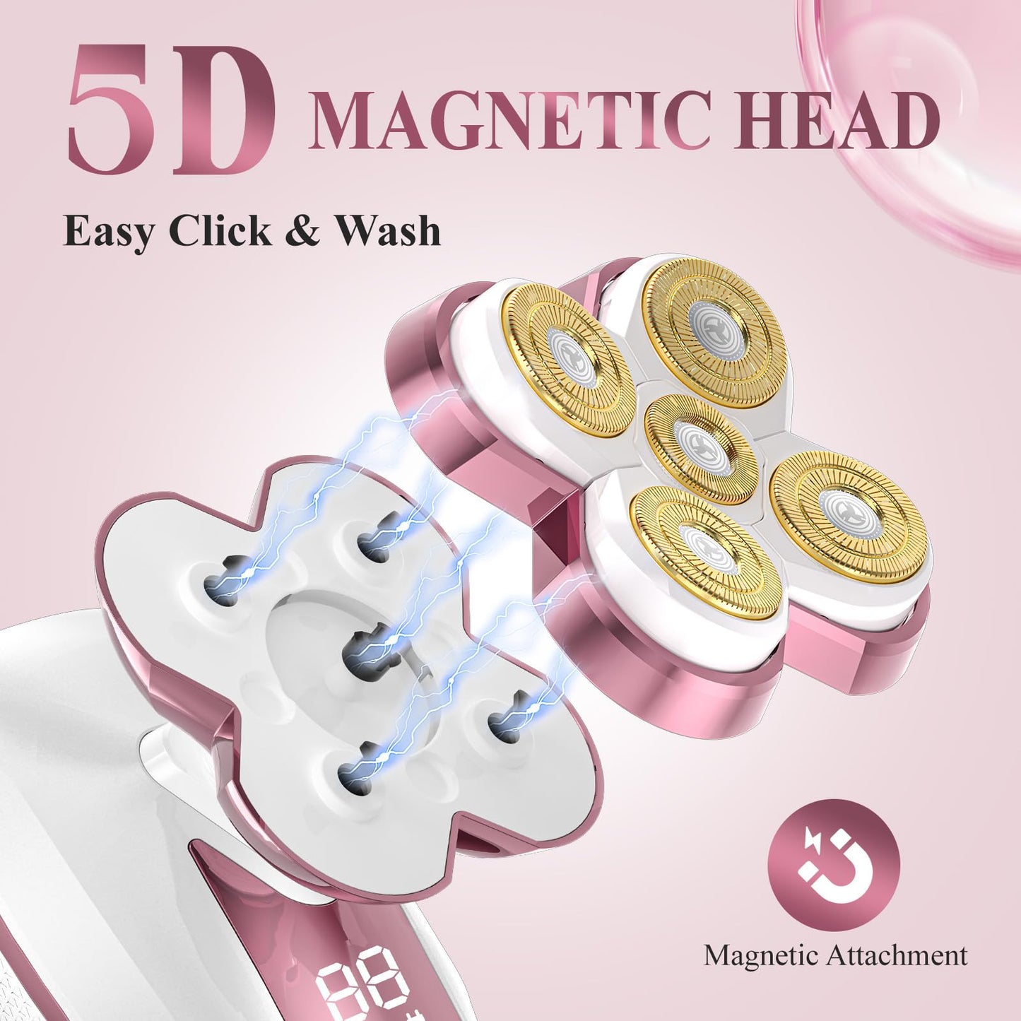 Electric Razor for Women with 5D Magnetic Blade, Women Shaver Waterproof Use, Hair Storage Design