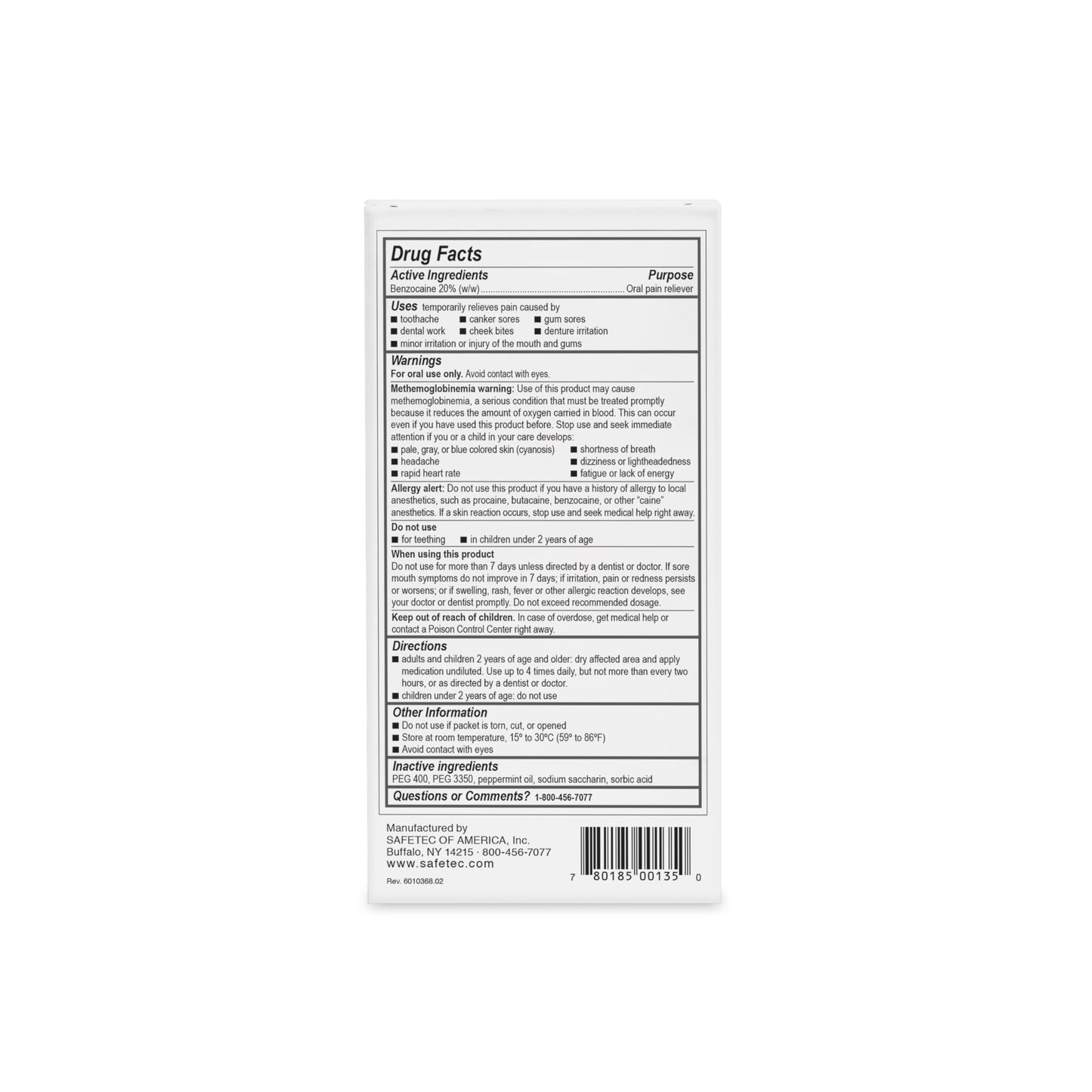 Oral Pain Relief, 0.75 Gram Packets (Box of 144)