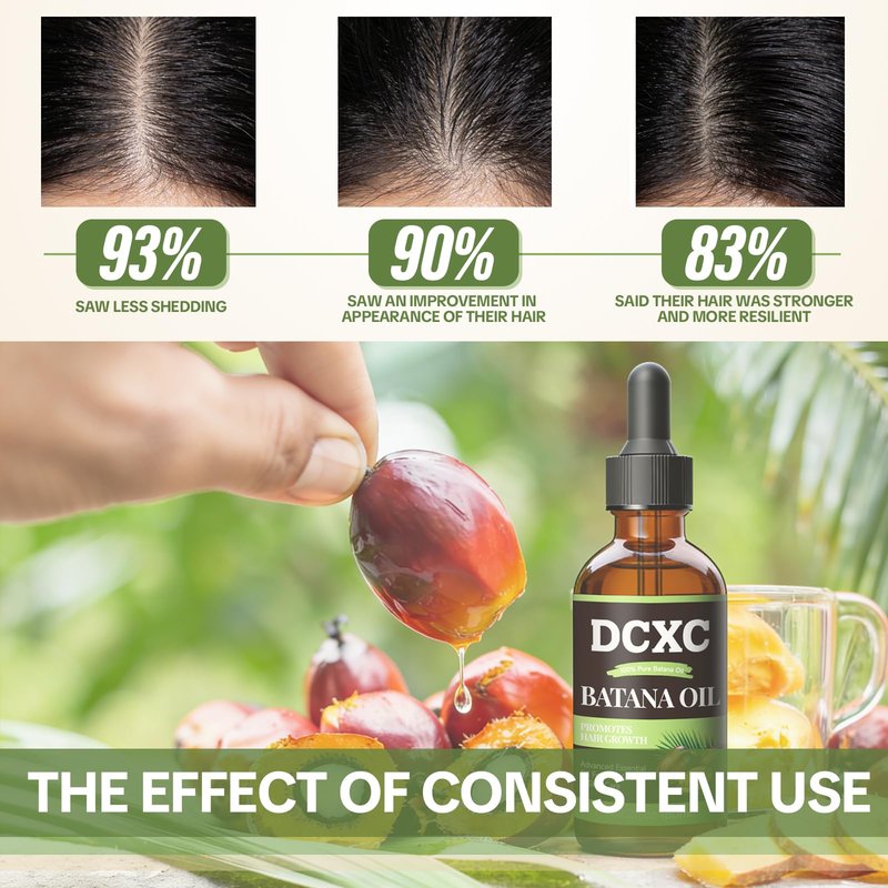 DCXC 100% Pure Batana Oil for Hair Growth - Natural Scalp Care & Hair Thickening Treatment | Revitalizes Damaged Hair, Reduces Breakage & Enhances Shine | Deep Conditioner for All Hair Types - 2oz