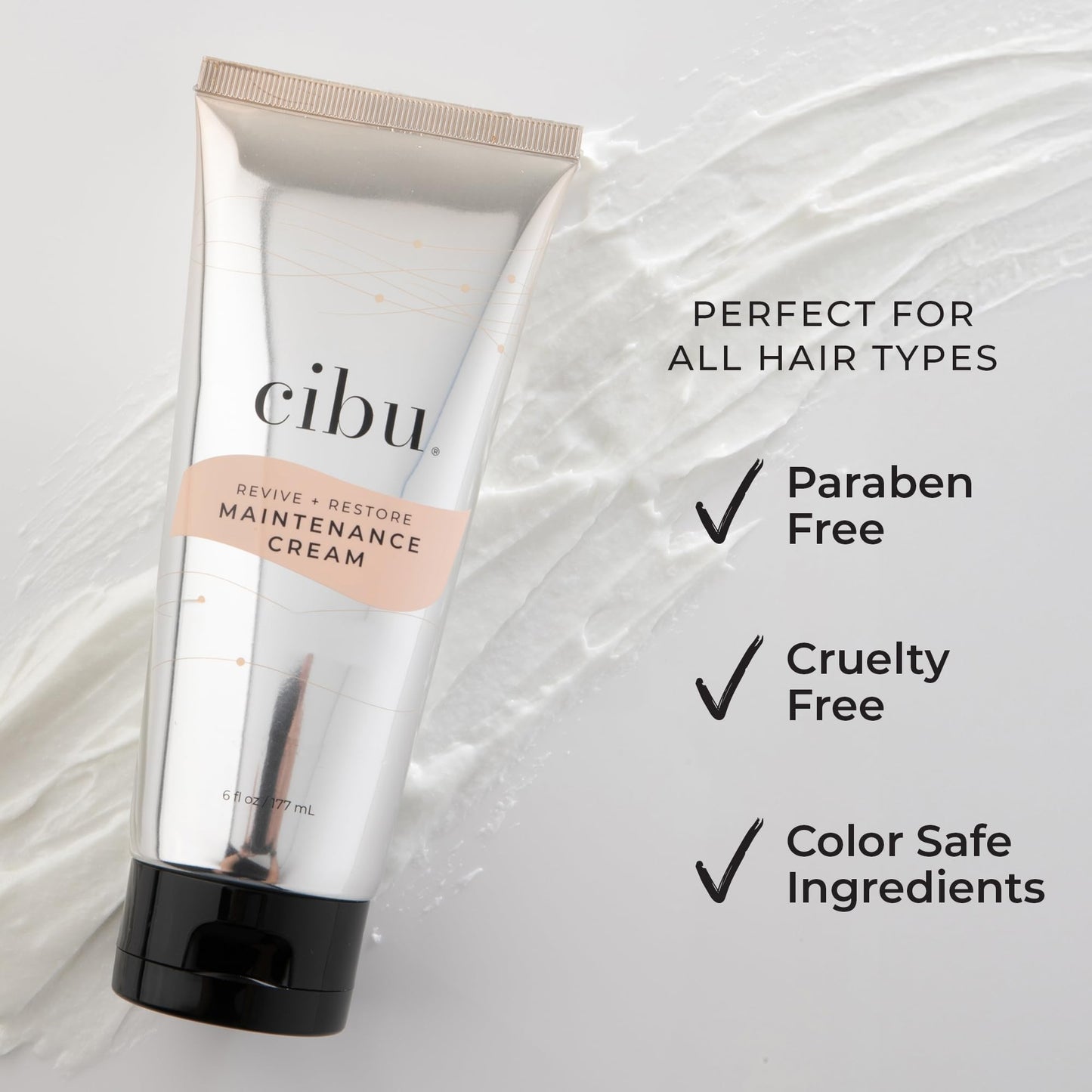 CIBU Revive and Restore Maintenance Cream - Heat Protectant for Hair with Oleic Acid, Linoleic Acid, Vitamin E - Heat Protectant Cream to Fortify, Strengthen & Smooth Hair Strands - 6oz